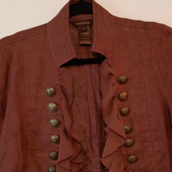 Multiples Rust Ruffled Blazer - Picture 6 of 7